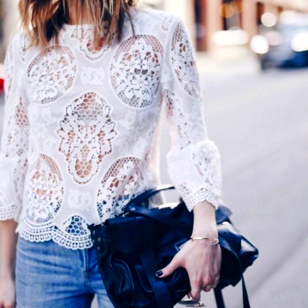 Zara White Lace Top XS